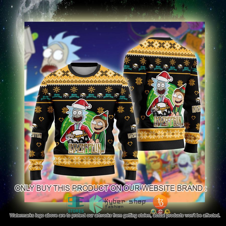 NEW Led Zeppelin Band Rick and Morty Sweatshirt 4 led zeppelin band rick and morty ugly christmas sweater 4 39001