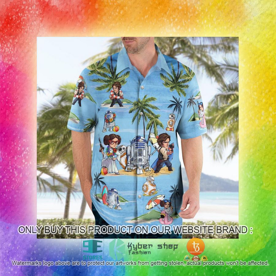 leia solo bb8 r2d2 summer time blue hawaiian shirt shorts 16 8379