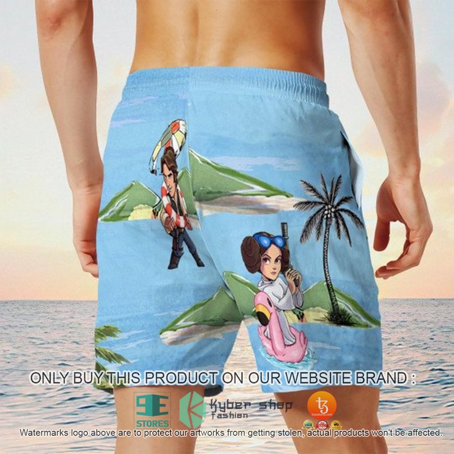 leia solo bb8 r2d2 summer time blue hawaiian shirt shorts 6 54636