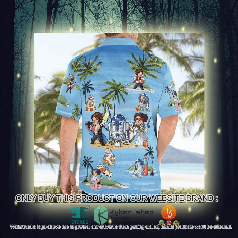 Leia Solo Bb8 R2D2 Summer Time Blue Hawaiian Shirt Shorts 9 61593