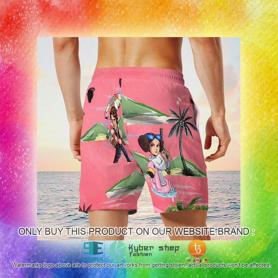 leia solo bb8 r2d2 summer time pink hawaiian shirt shorts 18 20868