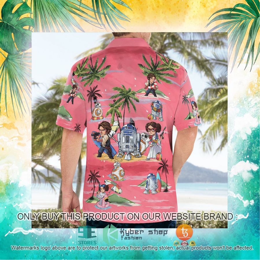 leia solo bb8 r2d2 summer time pink hawaiian shirt shorts 21 13875