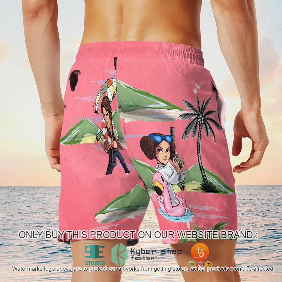 leia solo bb8 r2d2 summer time pink hawaiian shirt shorts 6 79110