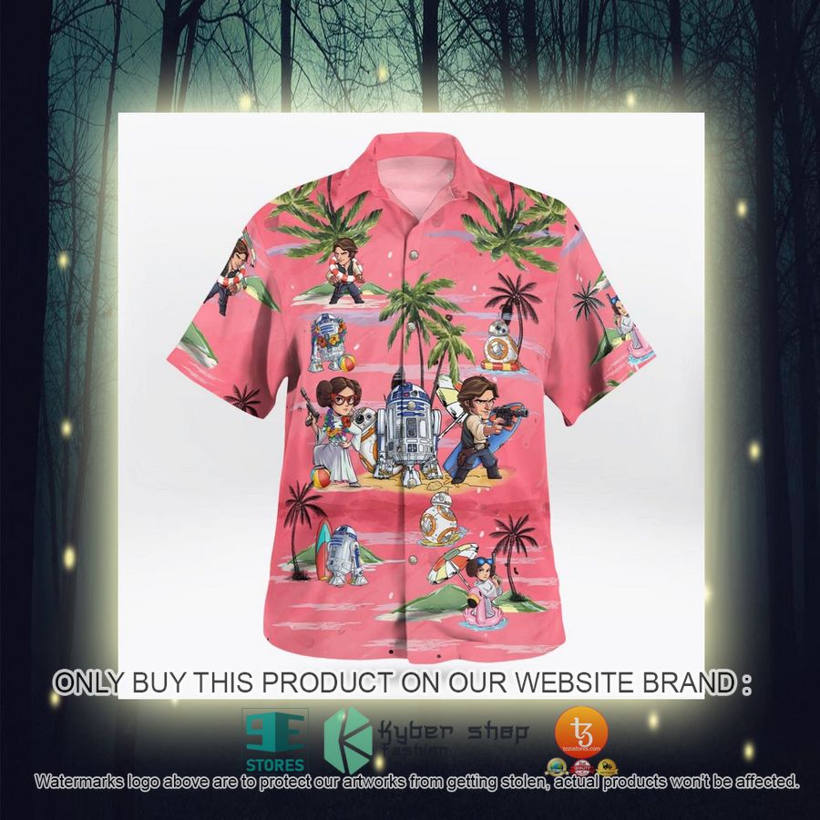 Leia Solo Bb8 R2D2 Summer Time Pink Hawaiian Shirt Shorts 7 67136