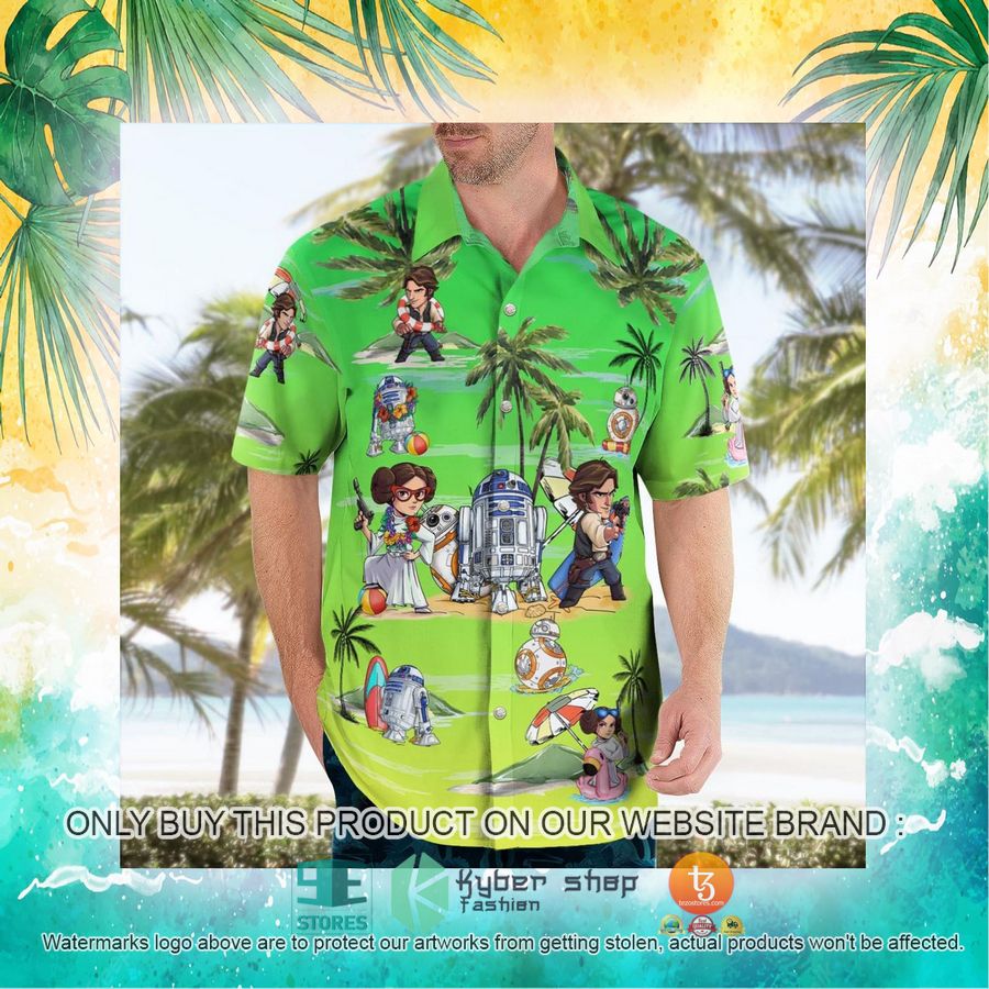 leia solo bb8 r2d2 summer time sunset green hawaiian shirt shorts 22 28293