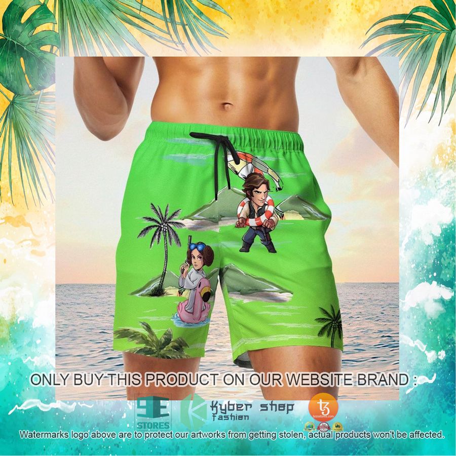 leia solo bb8 r2d2 summer time sunset green hawaiian shirt shorts 23 64544
