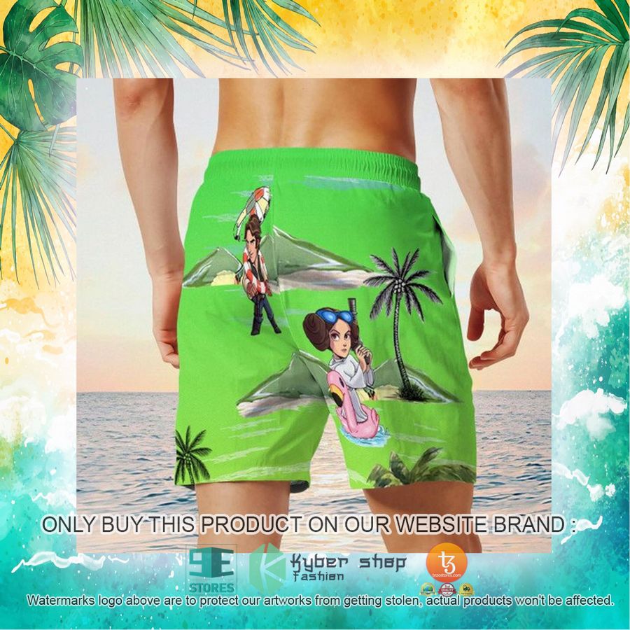 leia solo bb8 r2d2 summer time sunset green hawaiian shirt shorts 24 15168
