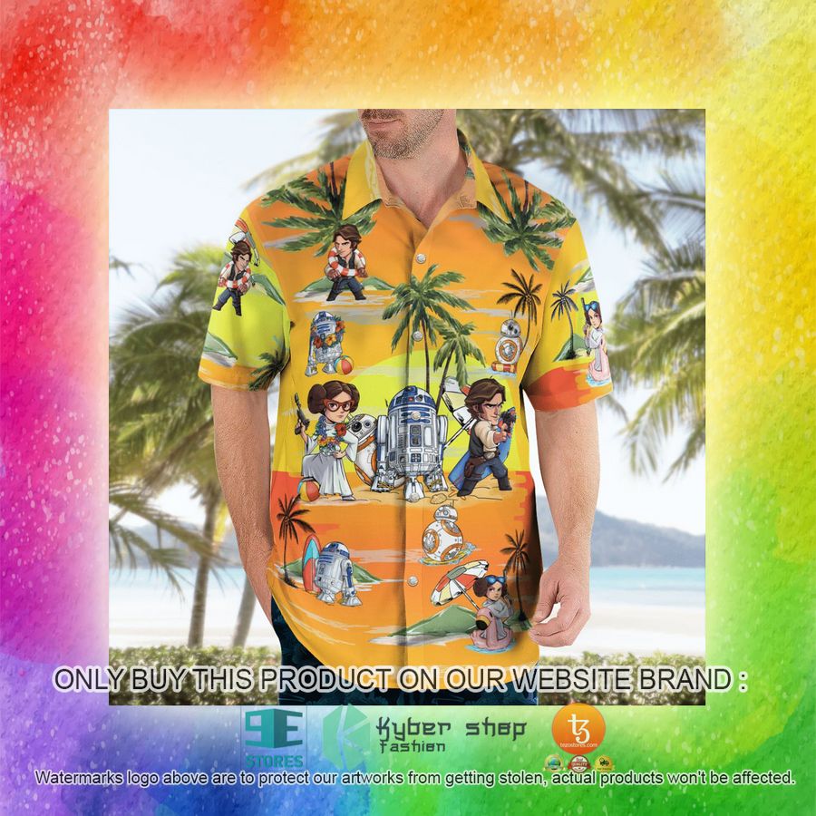 leia solo bb8 r2d2 summer time sunset yellow hawaiian shirt shorts 16 81514