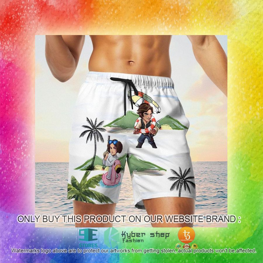leia solo bb8 r2d2 summer time white hawaiian shirt shorts 17 88943