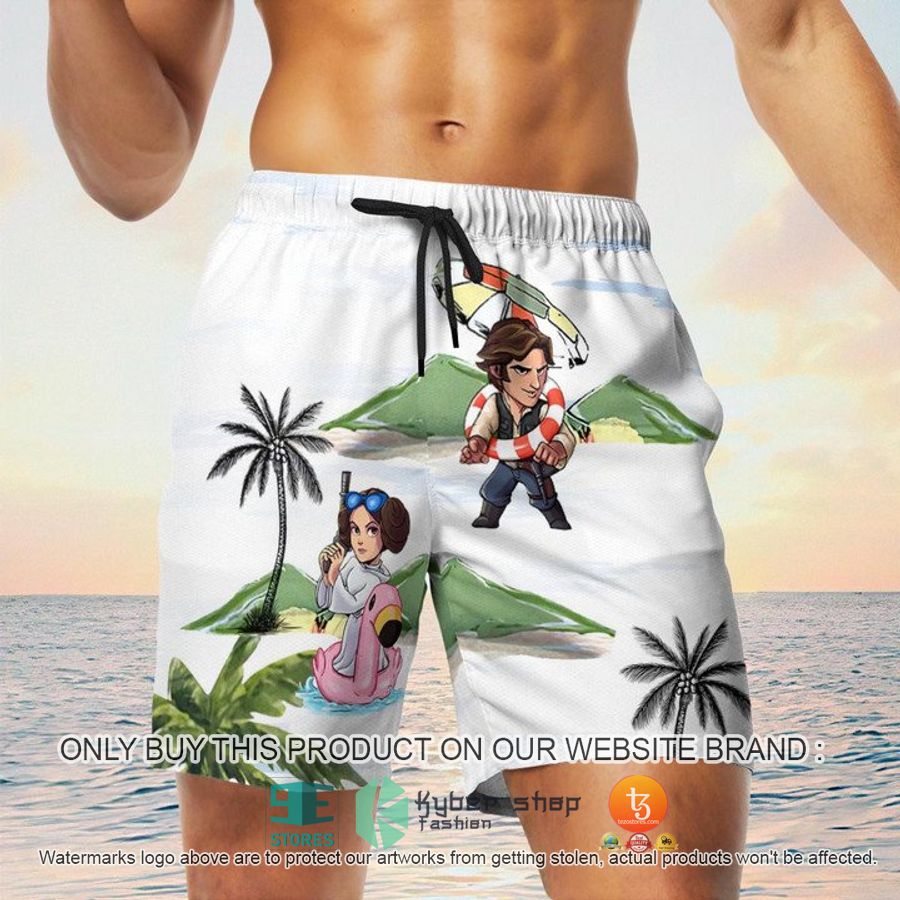 NEW Leia Solo BB8 R2D2 Summer Time White Hawaii Shirt, Shorts 5 leia solo bb8 r2d2 summer time white hawaiian shirt shorts 5 66313