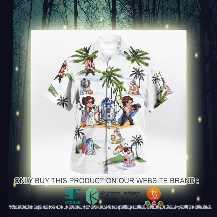 NEW Leia Solo BB8 R2D2 Summer Time White Hawaii Shirt, Shorts 7 leia solo bb8 r2d2 summer time white hawaiian shirt shorts 7 1507