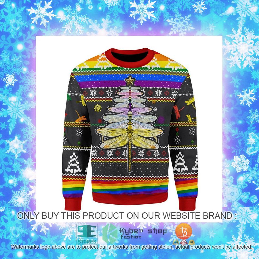 NEW LGBT Dragonfly Christmas Sweatshirt, Sweater 4 lgbt dragonfly christmas ugly sweater 4 43394