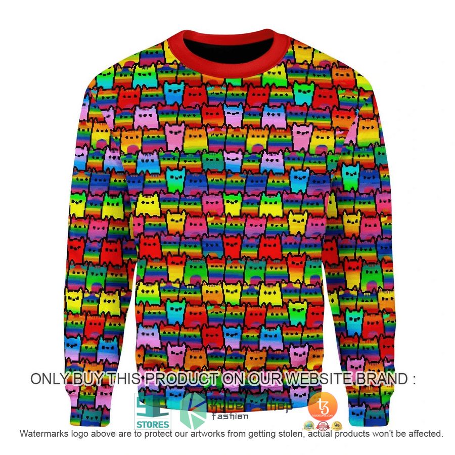 NEW LGBT Flag Cat Christmas Sweatshirt, Sweater 9 lgbt flag cat christmas ugly sweater 1 48594