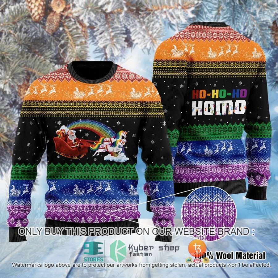lgbt santa claus unicorn ho ho ho homo christmas ugly sweater 1 57649