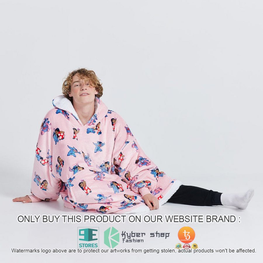 NEW Lilo & Stitch Pink Fleece Hoodie Blanket 3 lilo stitch pink sherpa hoodie blanket 3 51750
