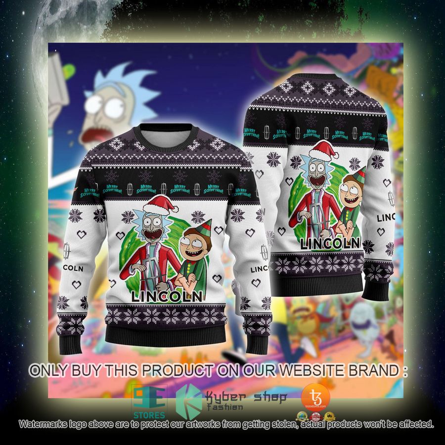 NEW Lincoln Car Rick and Morty Sweatshirt 4 lincoln car rick and morty ugly christmas sweater 4 92621