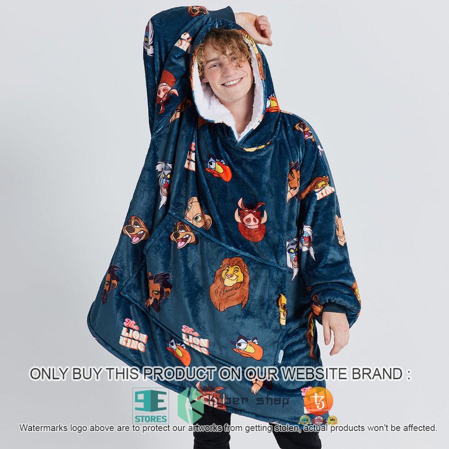 lion king characters blue sherpa hoodie blanket 1 814