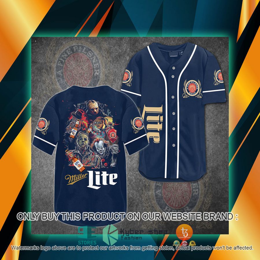 NEW Lite Beer Horror Characters blue Baseball Shirt 12 lite beer horror characters blue baseball jersey 1 1493
