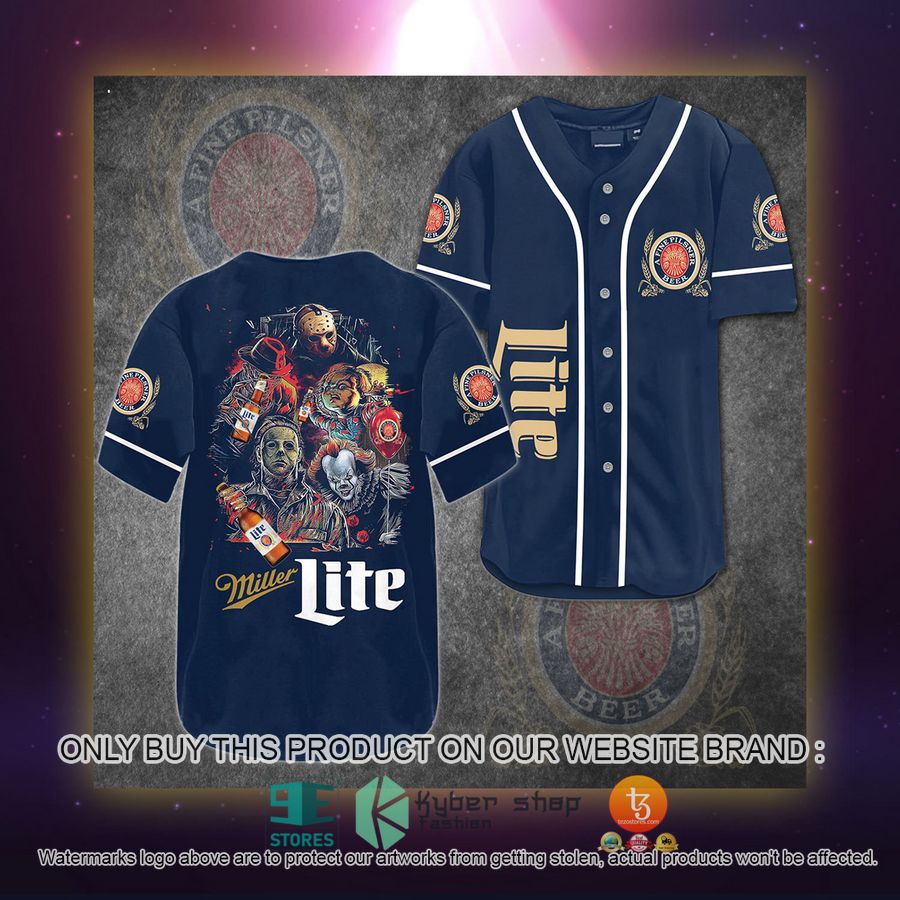 NEW Lite Beer Horror Characters blue Baseball Shirt 2 lite beer horror characters blue baseball jersey 2 7133