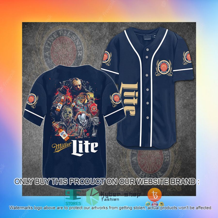 NEW Lite Beer Horror Characters blue Baseball Shirt 3 lite beer horror characters blue baseball jersey 3 4006