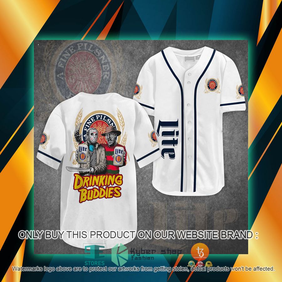 NEW Lite Beer Jason Voorhees Freddy Krueger Drinking Buddies Baseball Shirt 2 lite beer jason voorhees freddy krueger drinking buddies baseball jersey 2 59648