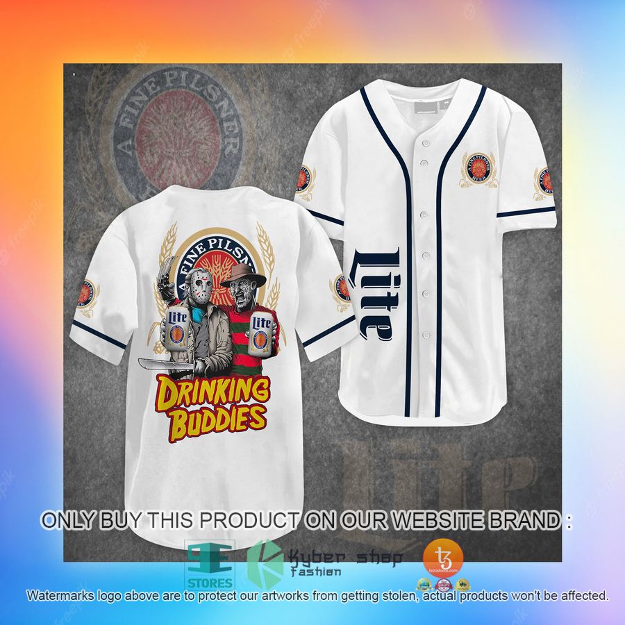 NEW Lite Beer Jason Voorhees Freddy Krueger Drinking Buddies Baseball Shirt 5 lite beer jason voorhees freddy krueger drinking buddies baseball jersey 5 84005