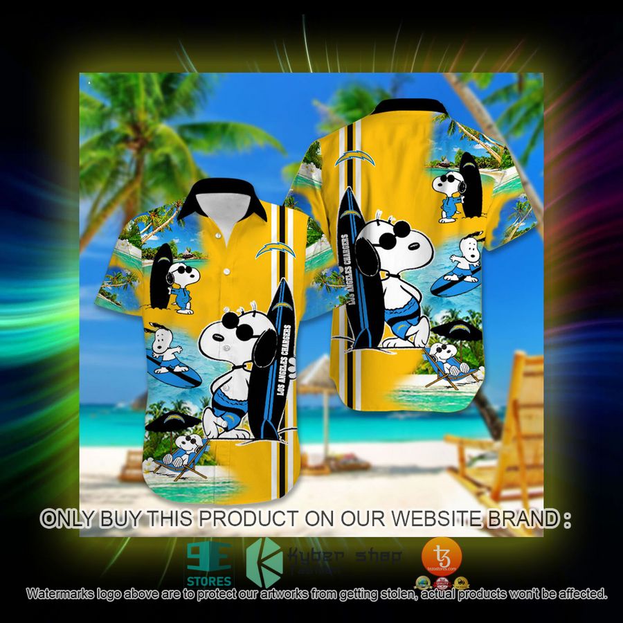 HOT Los Angeles Chargers Snoopy Surfing Hawaiian Shirt, Short 3 los angeles chargers nfl hawaiian shirt short 3 7512