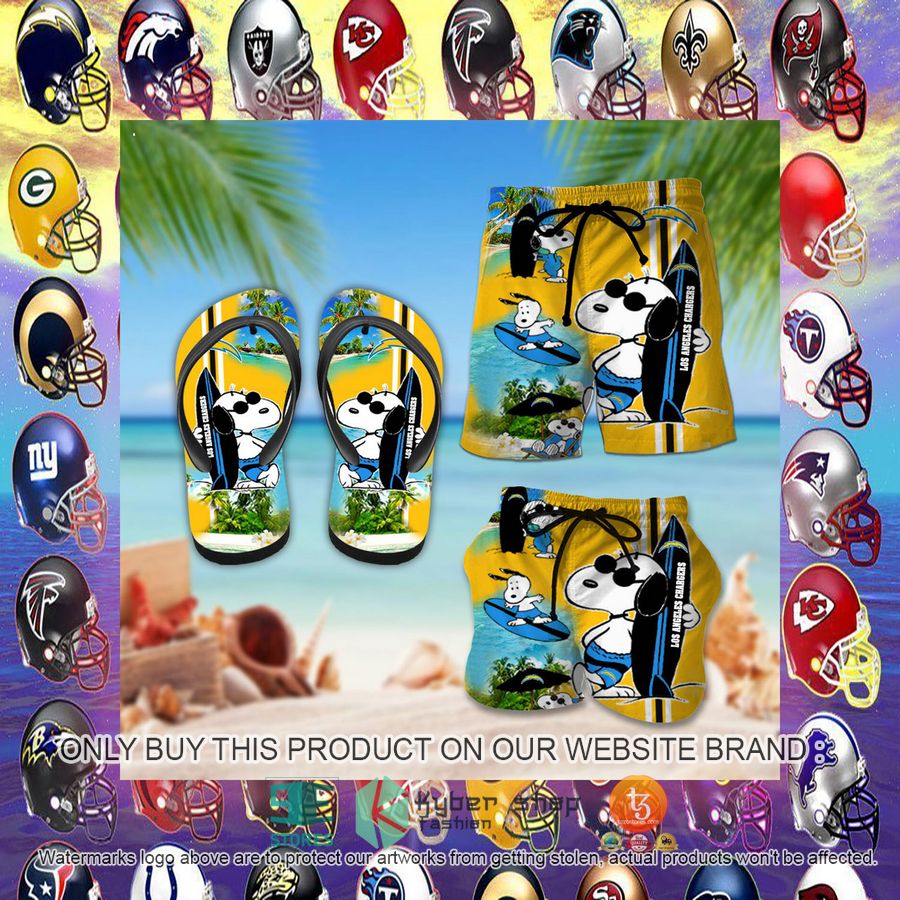 HOT Los Angeles Chargers Snoopy Surfing Hawaiian Shirt, Short 8 los angeles chargers nfl hawaiian shirt short 8 11368