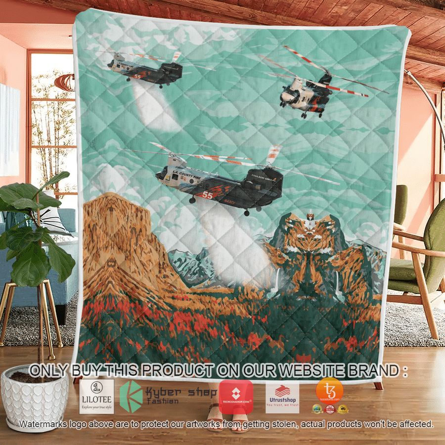 HOT Los Angeles County Fire Department Boeing CH-47D Chinook Helitanker Quilt 6 los angeles county fire department boeing ch 47d chinook helitanker quilt blanket 6 44501