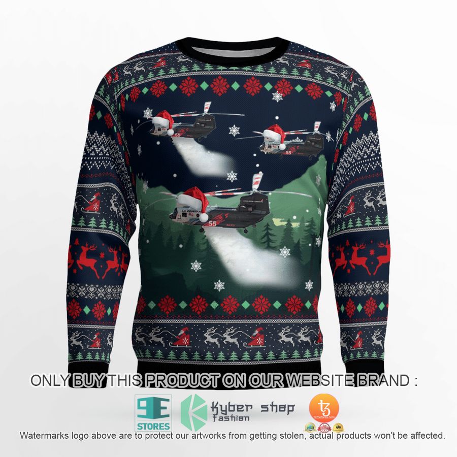 NEW Los Angeles County Fire Department CH-47 Christmas Sweatshirt, Sweater 3 los angeles county fire department ch 47 christmas sweater sweatshirt 3 99395