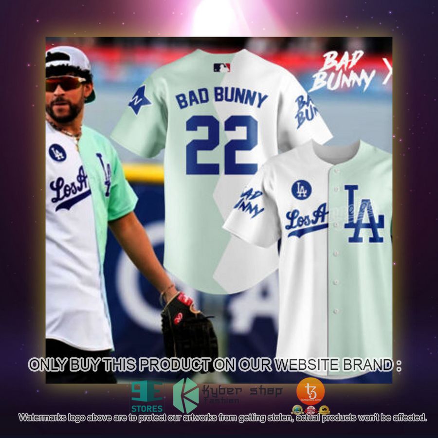 NEW Los Angeles Dodgers logo Bad Bunny Baseball Shirt 3 los angeles dodgers logo bad bunny baseball jersey 3 66567