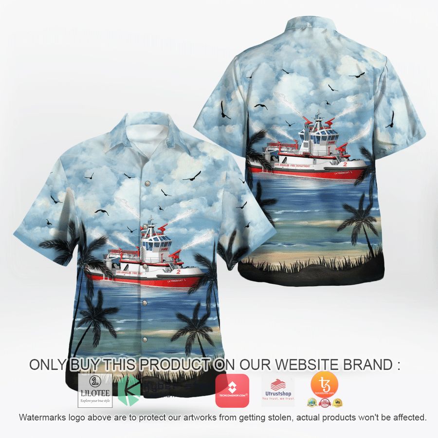 los angeles fire department warner l lawrence fireboat hawaiian shirt 1 33734