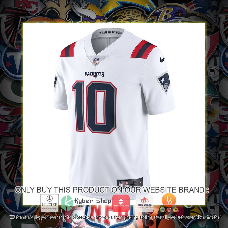 HOT Mac Jones New England Patriots Nike Vapor White Football Jersey Shirt 2 mac jones new england patriots nike vapor white football jersey 2 46350