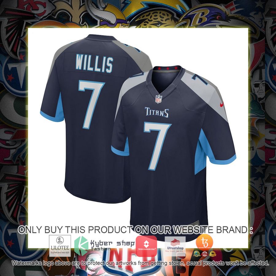 HOT Malik Willis Tennessee Titans Nike 2022 NFL Draft Pick Navy Football Jersey Shirt 1 malik willis tennessee titans nike 2022 nfl draft pick navy football jersey 1 37541