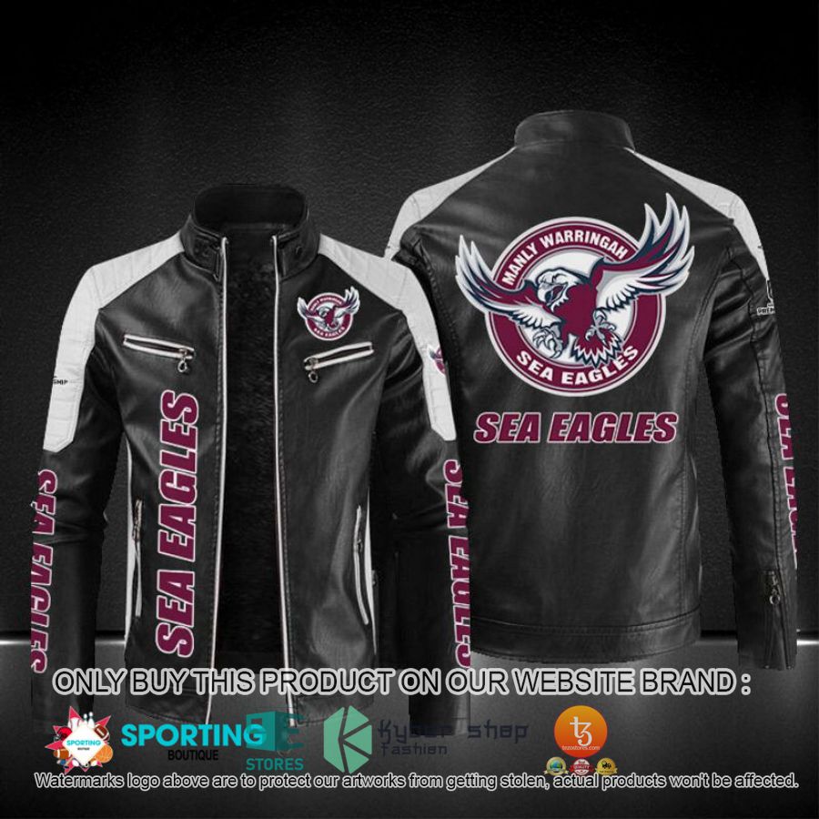 manly warringah sea eagles block leather jacket 1 80511