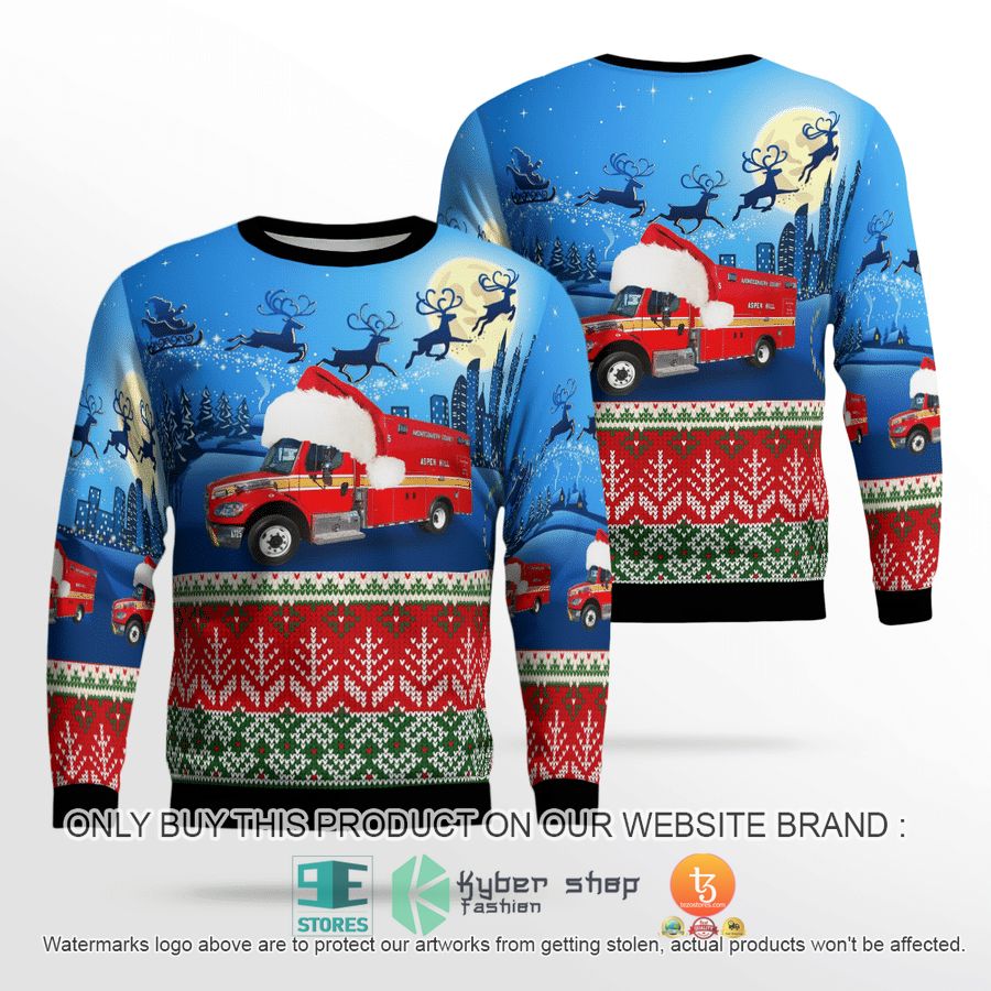 NEW Maryland Montgomery County Fire and Rescue Service EMS Christmas Sweatshirt 2 maryland montgomery county fire and rescue service ems christmas sweater sweatshirt 2 84056