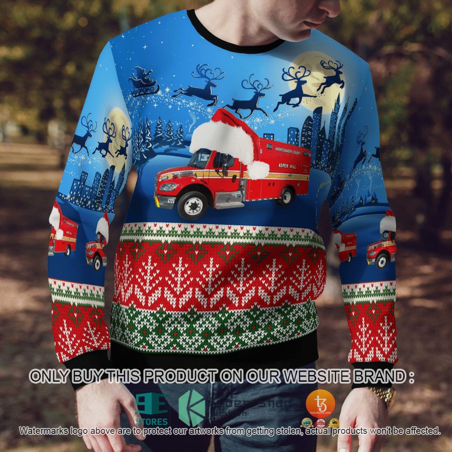 NEW Maryland Montgomery County Fire and Rescue Service EMS Christmas Sweatshirt 7 maryland montgomery county fire and rescue service ems christmas sweater sweatshirt 7 12899