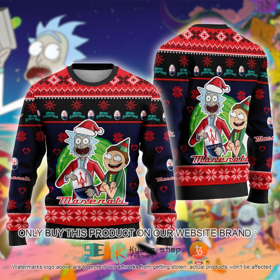 maserati car rick and morty ugly christmas sweater 1 31415