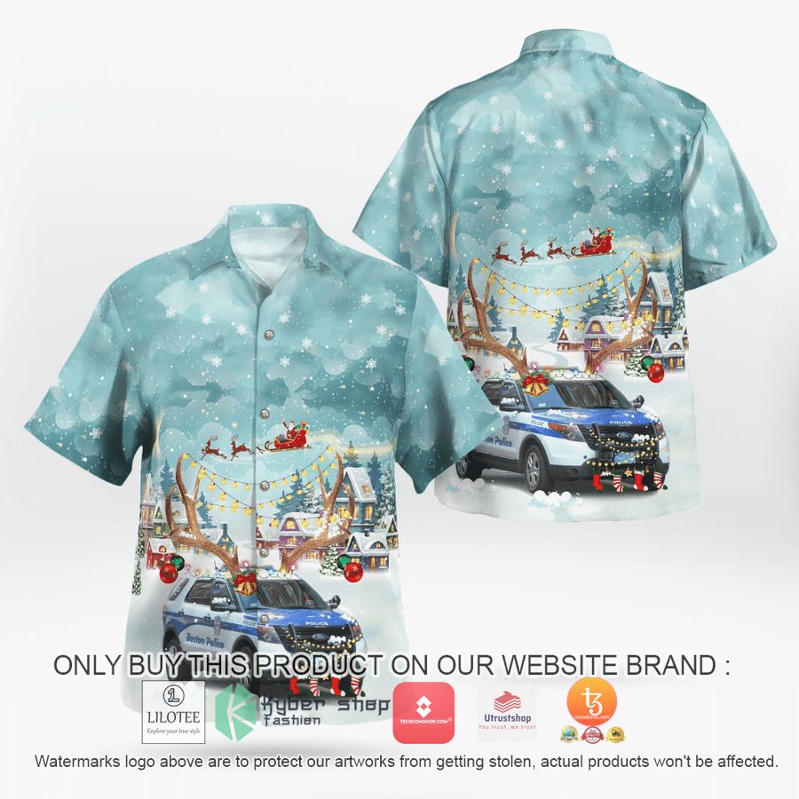 massachusetts boston police department ford police interceptor utility christmas hawaiian shirt 1 21014
