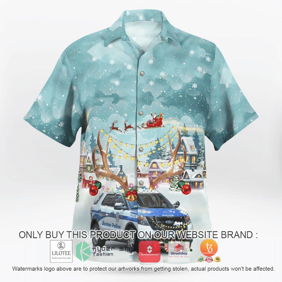 HOT Massachusetts, Boston Police Department Ford Police Interceptor Utility Christmas Hawaiian Shirt 6 massachusetts boston police department ford police interceptor utility christmas hawaiian shirt 6 40243