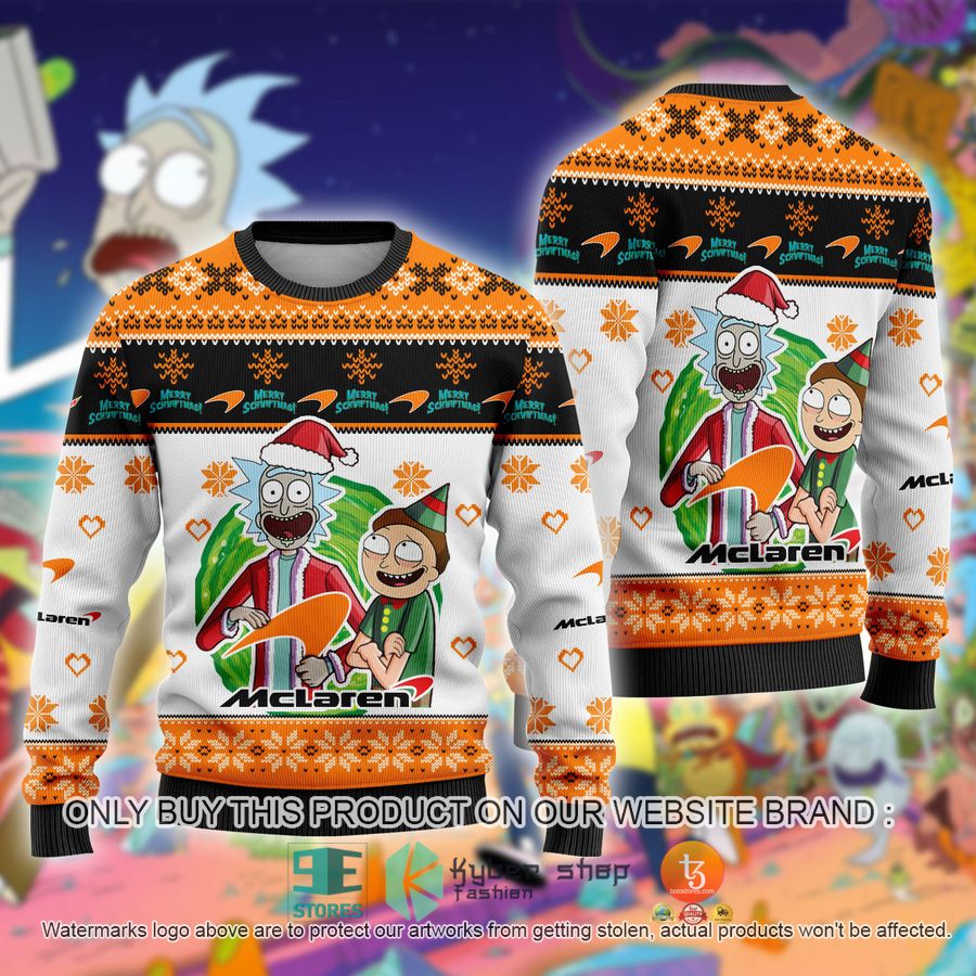 NEW McLaren Car Rick and Morty Sweatshirt 9 mclaren car rick and morty ugly christmas sweater 1 93876