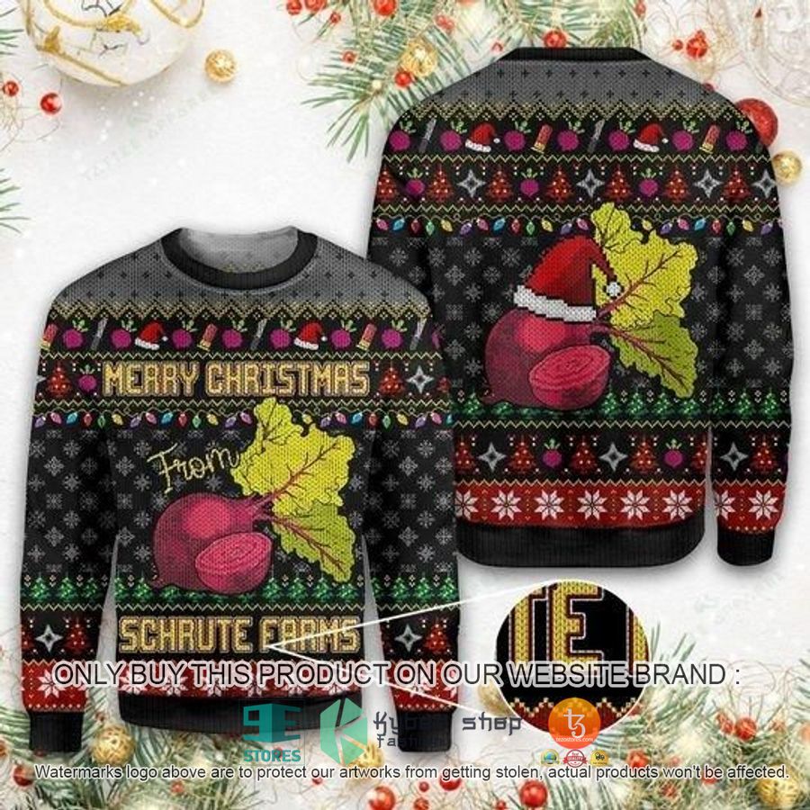 NEW Merry Christmas From Schrute Farms Sweatshirt, Sweater 8 merry christmas from schrute farms ugly sweater 1 86325