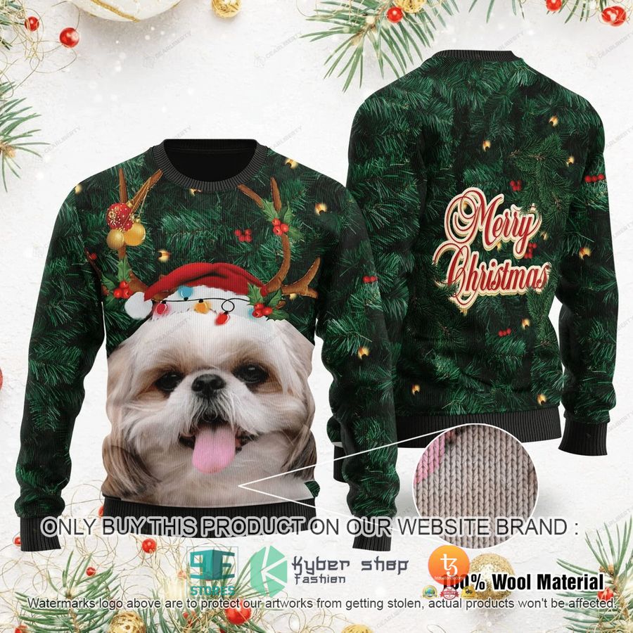 NEW Merry Christmas Shih Tzu Sweatshirt, Sweater 9 merry christmas shih tzu ugly sweater 1 77031