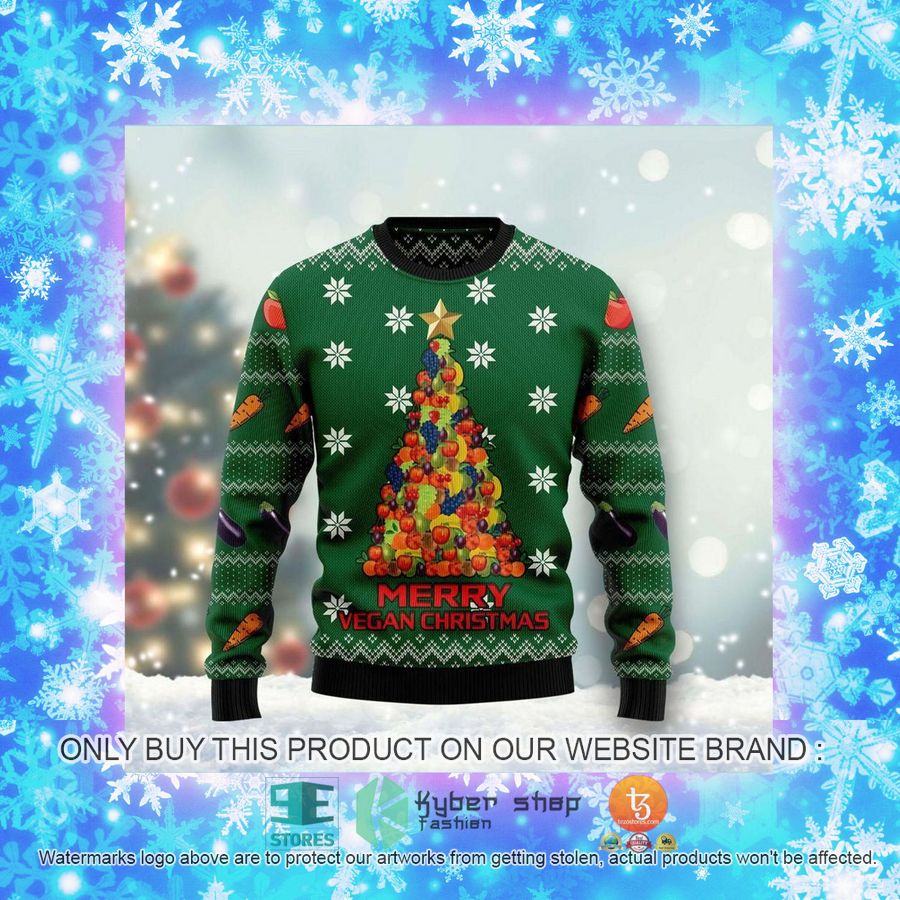 NEW Merry Vegan Christmas Sweatshirt, Sweater 4 merry vegan christmas ugly sweater 4 8445