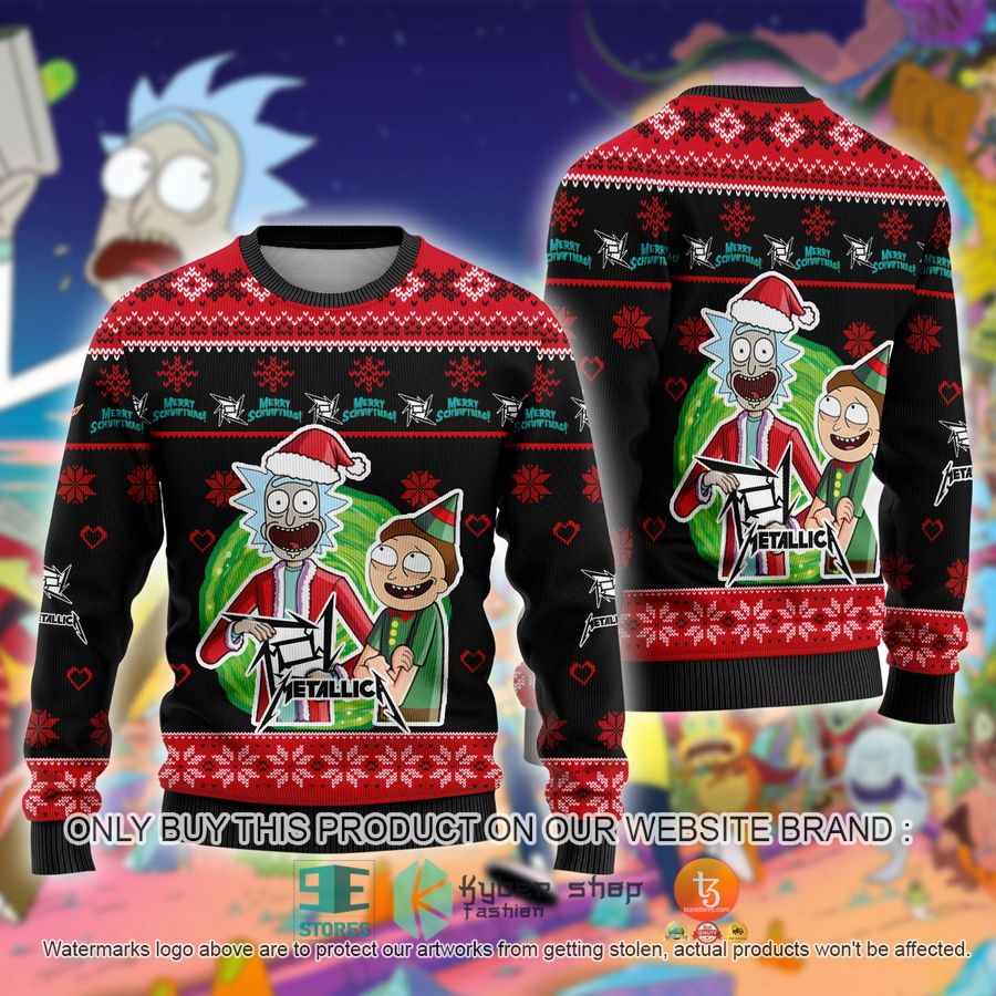 NEW Metallica Band Rick and Morty Sweatshirt 9 metallica band rick and morty ugly christmas sweater 1 99890