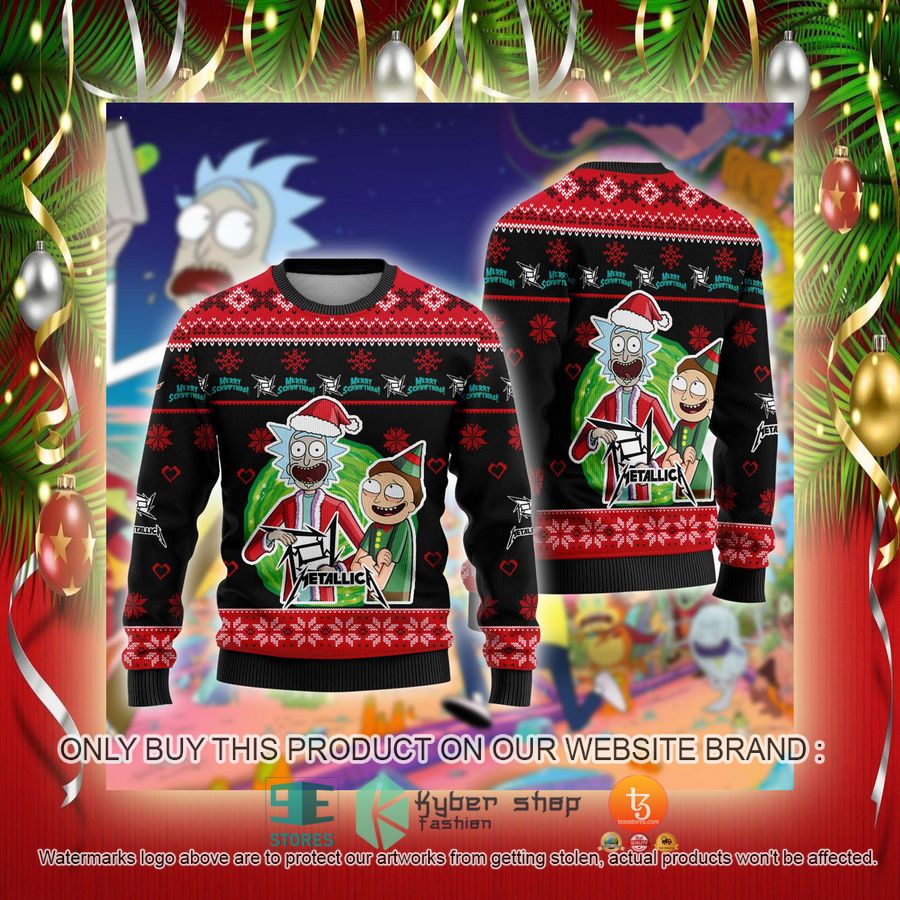NEW Metallica Band Rick and Morty Sweatshirt 2 metallica band rick and morty ugly christmas sweater 2 77674