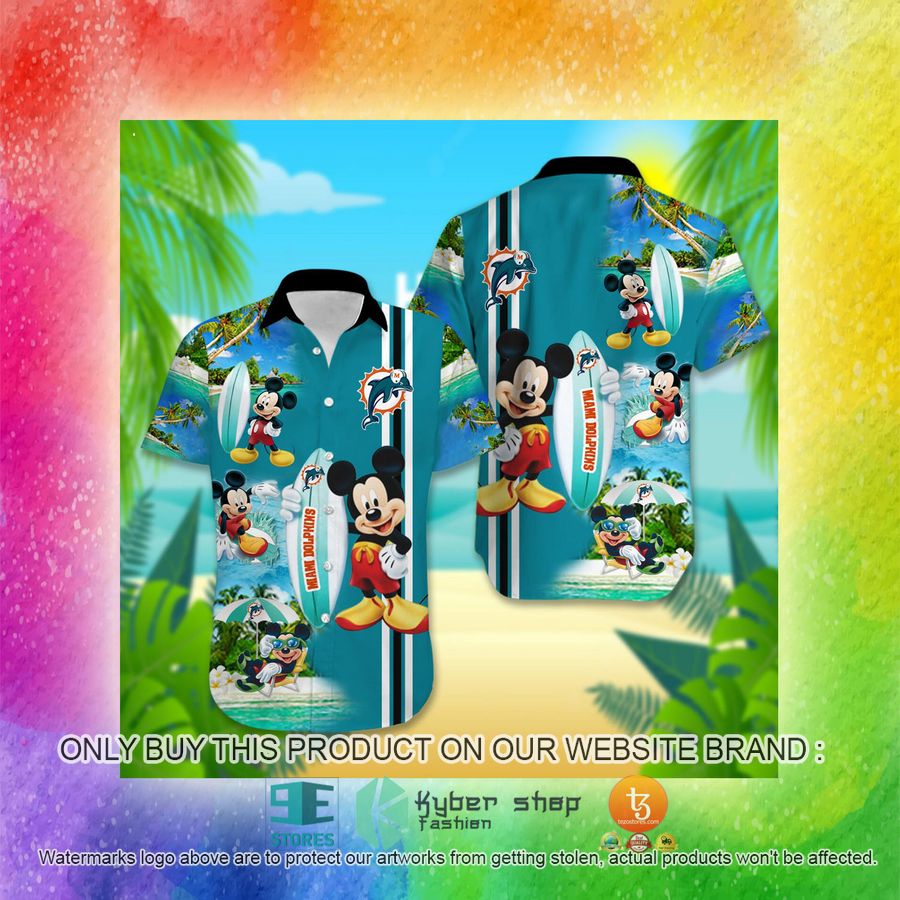 miami dolphins mickey mouse surfboard hawaiian shirt 3 97382