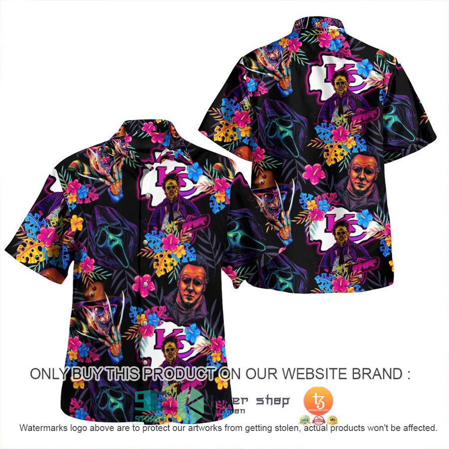 NEW Michael Myers Leatherface Ghostface Freddy Krueger Kansas City Chiefs Hawaii Shirt 2 michael myers leatherface ghostface freddy krueger kansas city chiefs hawaiian shirt 2 56497
