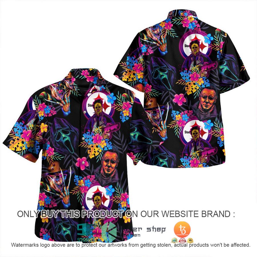 michael myers leatherface ghostface freddy krueger pittsburgh steelers hawaiian shirt 1 69648