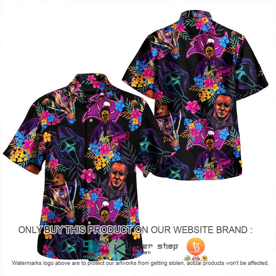 NEW Michael Myers Leatherface Ghostface Freddy Krueger Tampa Bay Buccaneers Hawaii Shirt 3 michael myers leatherface ghostface freddy krueger tampa bay buccaneers hawaiian shirt 1 67180